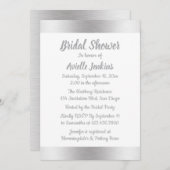 Elegant Silver Bridal Shower Metallic Glam Wedding Invitation (Front/Back)