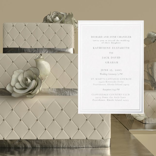 Elegant Silver Bride Parents 2 Venue Silver Foil Invitation (Creator Uploaded)