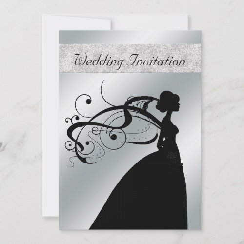 Elegant Silver Bride Wedding Invitation