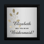 Elegant Silver Bridesmaid Proposal Box<br><div class="desc">Simple,  elegant,  luxury silver gray bridesmaid proposal box with  faux gold floral ornament.</div>