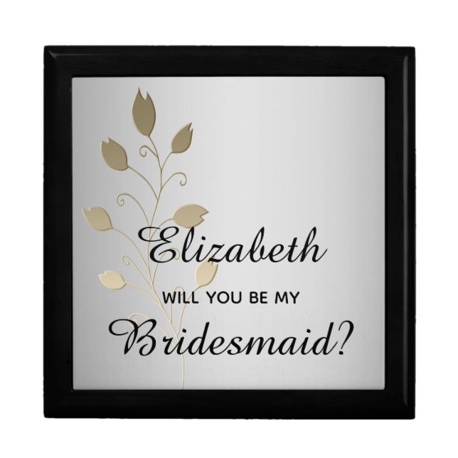 Elegant Silver Bridesmaid Proposal Box (Front)