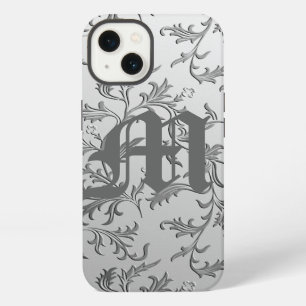 Elegant silver brocade iPhone 13 case