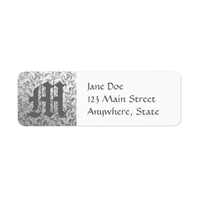 Elegant silver brocade label (Front)