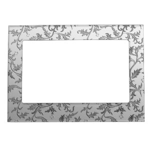 Elegant silver brocade magnetic frame