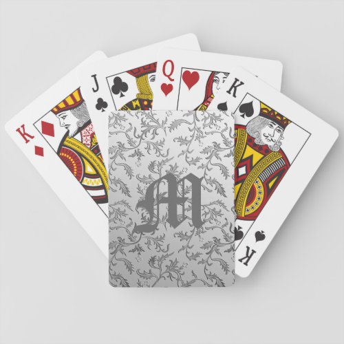 Elegant silver brocade poker cards