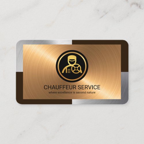 Elegant Silver Bronze Layers Chauffeur Driver Business Card