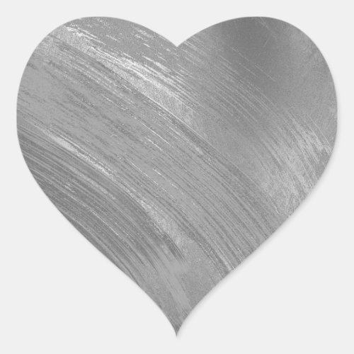 Elegant Silver Brush Strokes  Heart Sticker