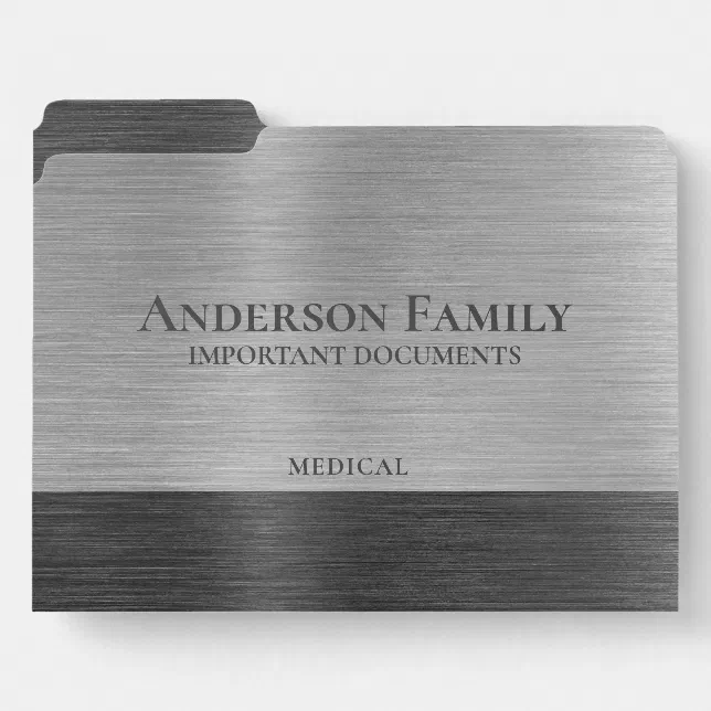 Elegant Silver Brushed Metal Important Documents File Folder | Zazzle