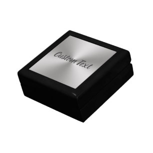 Elegant Silver Brushed Metal Look Gray Script Text Gift Box