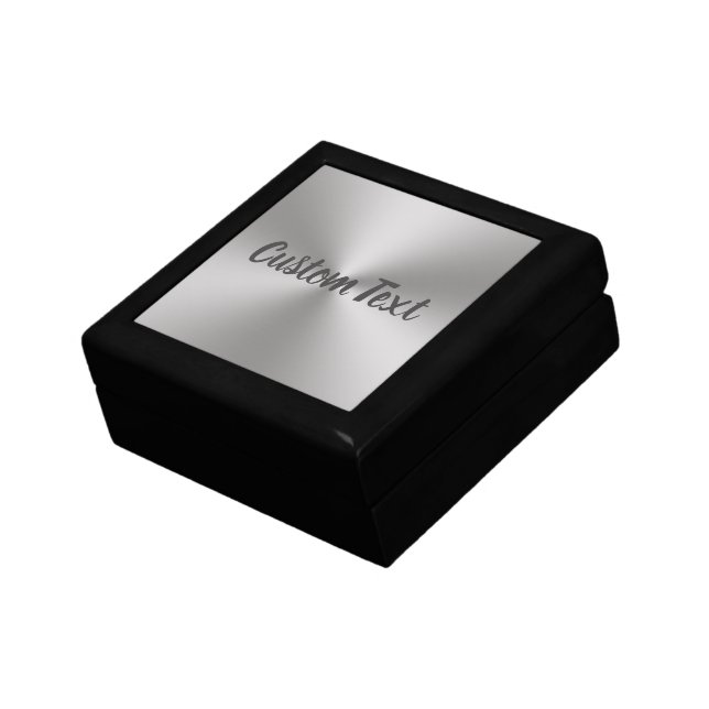 Elegant Silver Brushed Metal Look Gray Script Text Gift Box (Side)