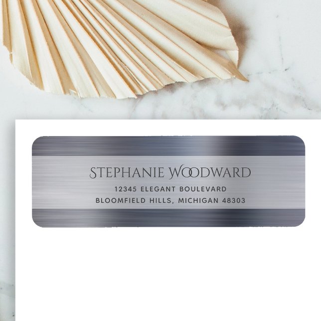 Elegant Silver Brushed Metallic Return Address Label (Creator Uploaded)