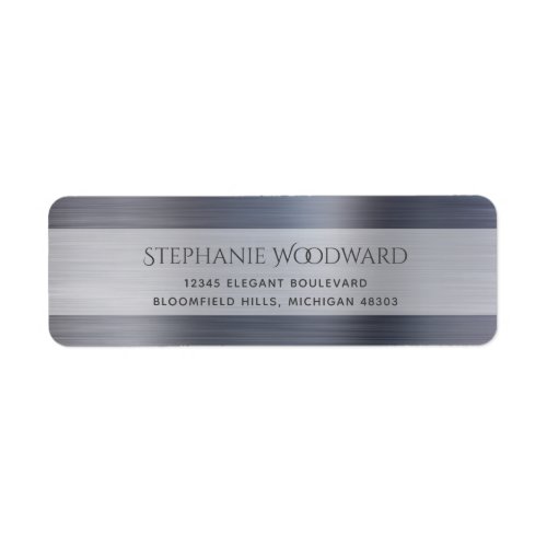 Elegant Silver Brushed Metallic Return Address Label