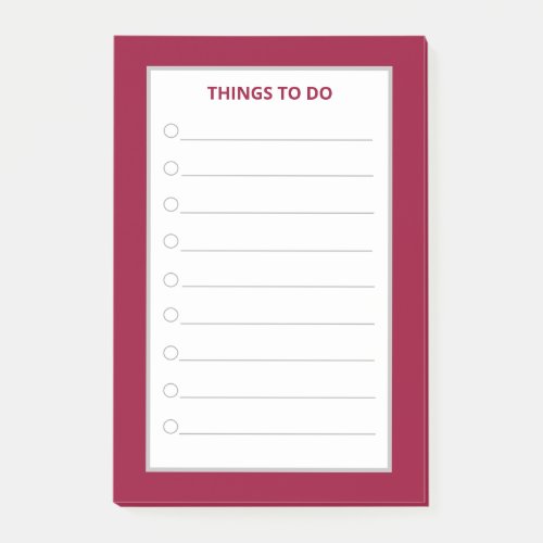 Elegant Silver Burgundy Red  White Things To Do Post_it Notes