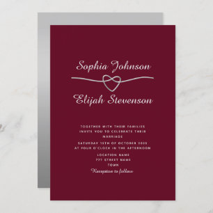 Elegant Silver Burgundy Wedding Invite