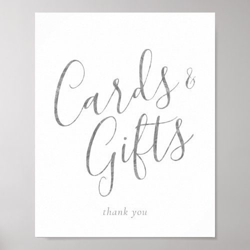 Elegant Silver Calligraphy Cards and Gifts Sign