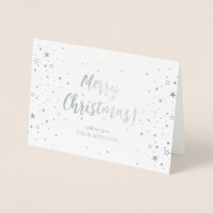 Elegant Silver Calligraphy Christmas Foil Card