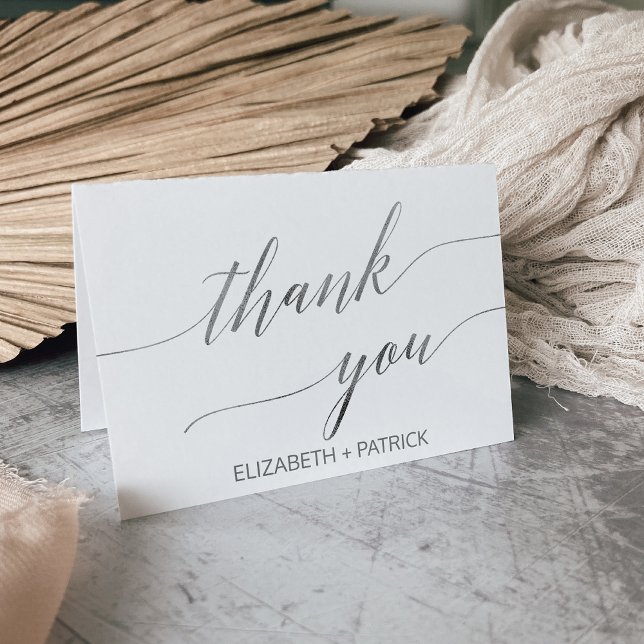 Elegant Silver Calligraphy Thank You Card (Creator Uploaded)