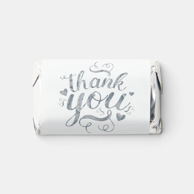 Elegant Silver Calligraphy Thank You  Hershey's Miniatures (Front)