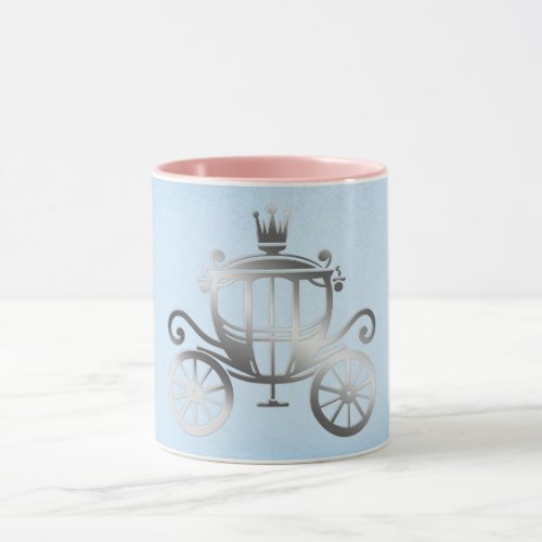 Elegant Silver Carriage Blue Storybook Princess Mug