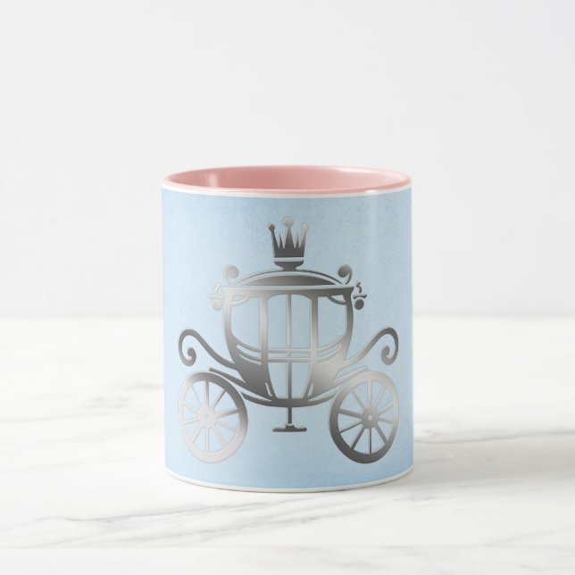 Elegant Silver Carriage Blue Storybook Princess Mug (Center)