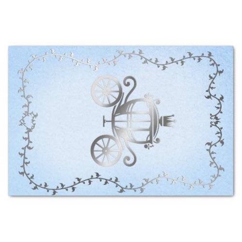 Elegant Silver Carriage Blue Storybook Royal Tissue Paper