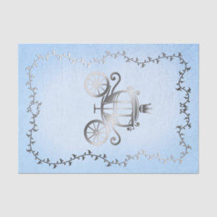 Elegant Silver Carriage Blue Storybook Royal Tissue Paper
