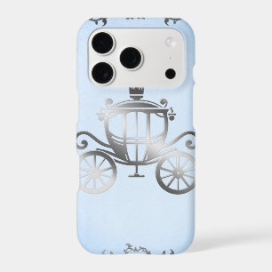 Elegant Silver Carriage Storybook Blue Princess iPhone 17 Pro Case