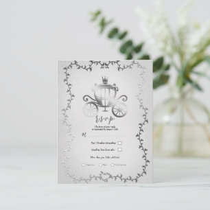 Elegant Silver Carriage Storybook Wedding RSVP Invitation