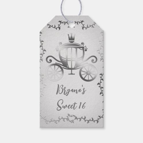 Elegant Silver Carriage White Storybook Royal Gift Tags