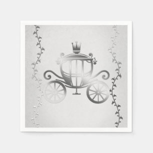 Elegant Silver Carriage White Storybook Royal Napkins