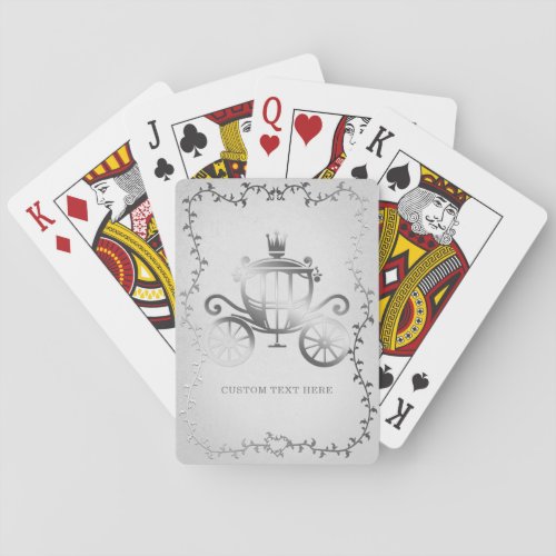 Elegant Silver Carriage White Storybook Royal Playing Cards