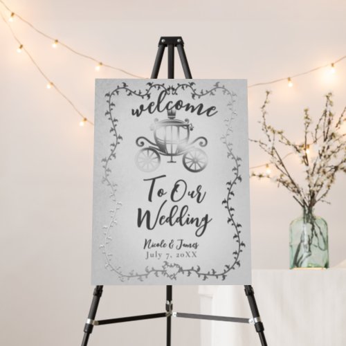 Elegant Silver Carriage White Storybook Welcome Foam Board