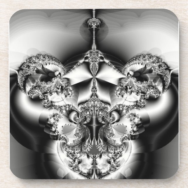 Elegant Silver Chandelier Beverage Coaster (Front)