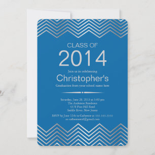 Elegant Silver Chevron Graduation Party Invitation