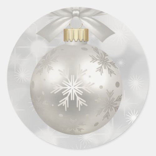 Elegant Silver Christmas Ball on Bokeh Lights Classic Round Sticker