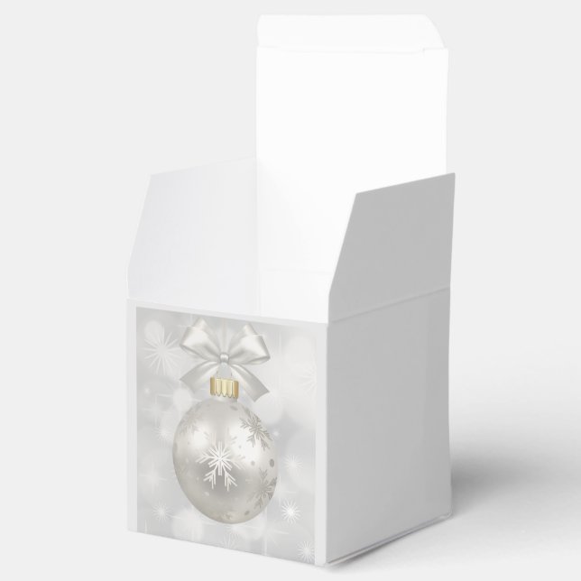 Elegant Silver Christmas Ball on Bokeh Lights Favor Boxes (Opened)