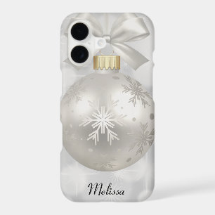 Elegant Silver Christmas Ball on Bokeh Lights iPhone 17 Case
