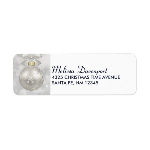 Elegant Silver Christmas Ball on Bokeh Lights Label