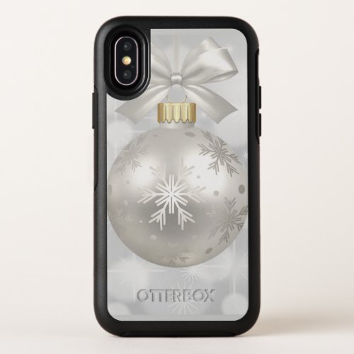 Elegant Silver Christmas Ball on Bokeh Lights OtterBox Symmetry iPhone X Case