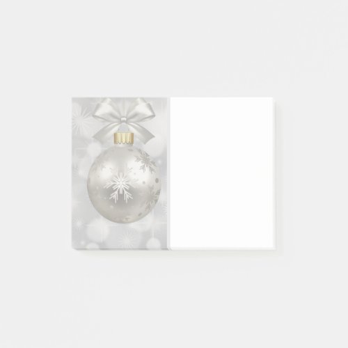 Elegant Silver Christmas Ball on Bokeh Lights Post_it Notes