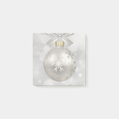 Elegant Silver Christmas Ball on Bokeh Lights Post_it Notes