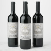 Elegant Silver Snowflakes Christmas Holiday Party Wine Label