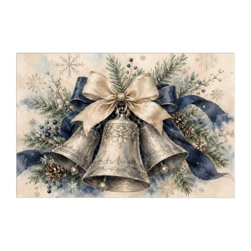 Elegant Silver Christmas Bells Watercolor Acrylic Print