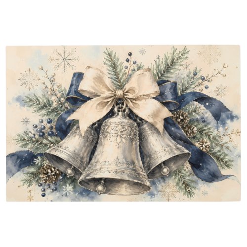 Elegant Silver Christmas Bells Watercolor Metal Print