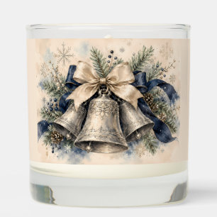 Elegant Silver Christmas Bells Watercolor Scented Candle