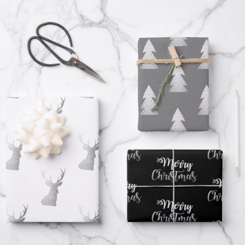 Elegant silver Christmas patterns  Wrapping Paper Sheets
