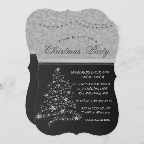 Elegant Silver Christmas TreeChristmas Party Invitation
