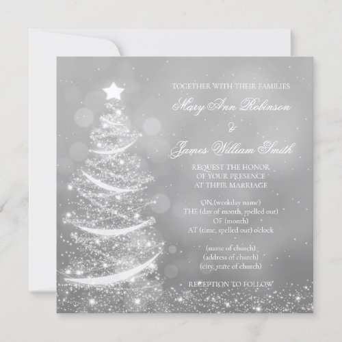 Elegant Silver Christmas Wedding Invitation