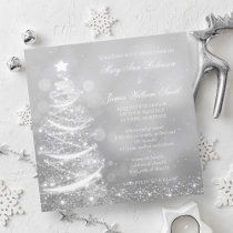 Elegant Silver Christmas Wedding Invitation