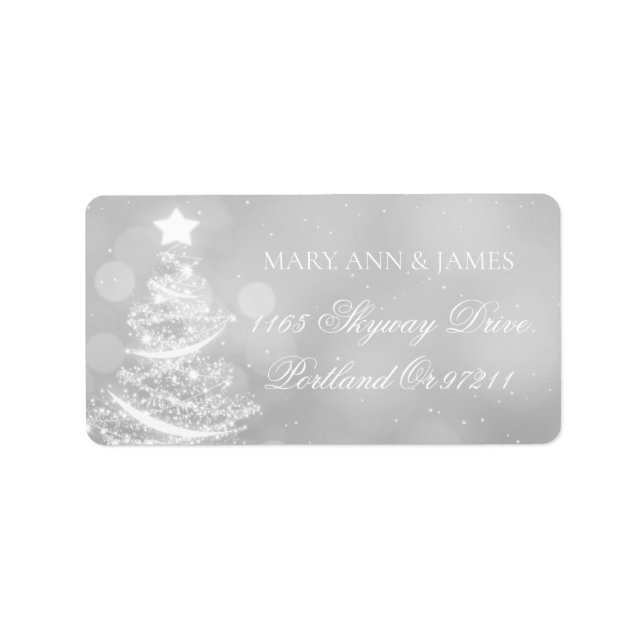 Elegant Silver Christmas Wedding  Label (Front)
